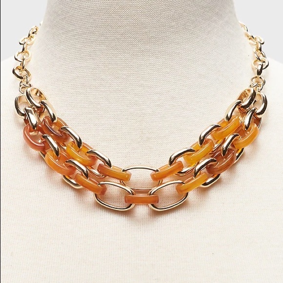 NWT Banana Republic Resin & Gold Statement Necklace - Picture 3 of 6
